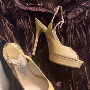 Jimmy Choo Women's beige Peep Toe Slingback Heels